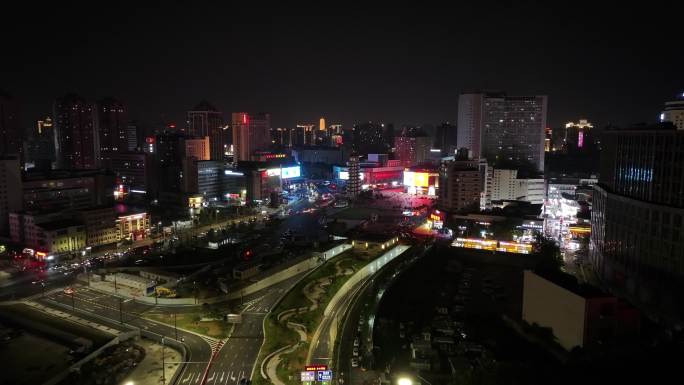 郑州城市夜景航拍4k
