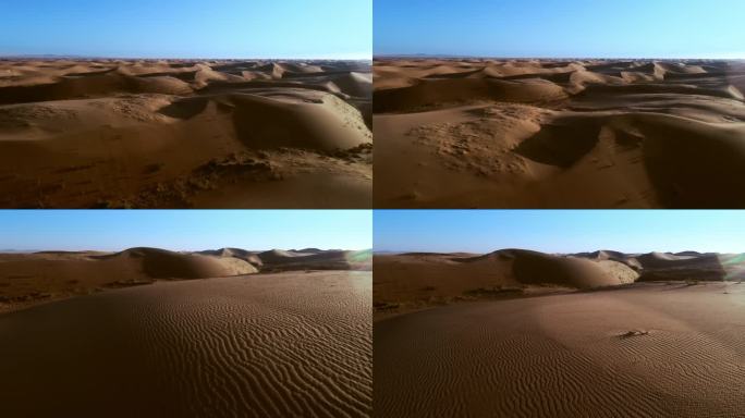 航拍沙漠、沙丘、沙子、防沙治沙工程