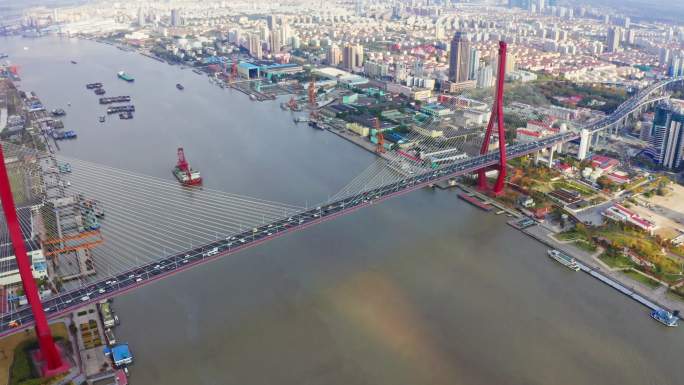 航拍上海杨浦大桥