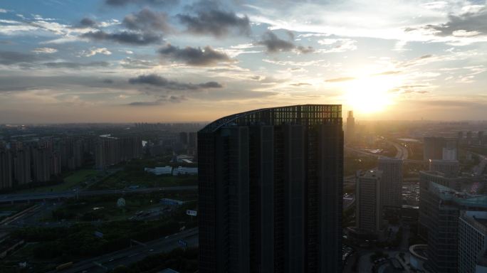 花桥兆丰路航拍城市全景