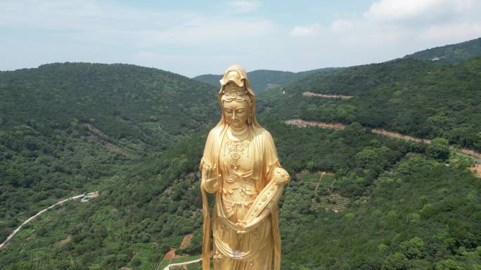 航拍苏州西山岛大如意圣境景区