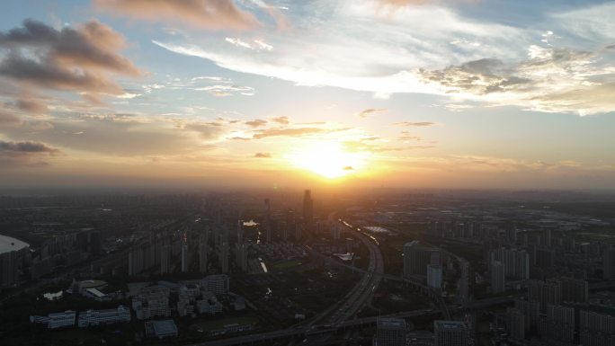 花桥兆丰路航拍城市全景