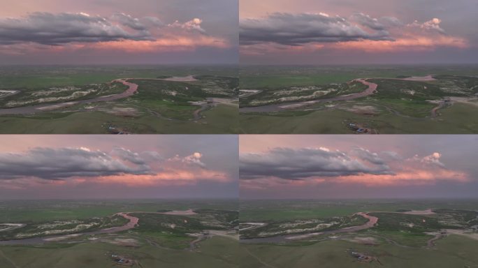 伊和乌拉草原海拉尔河晚霞