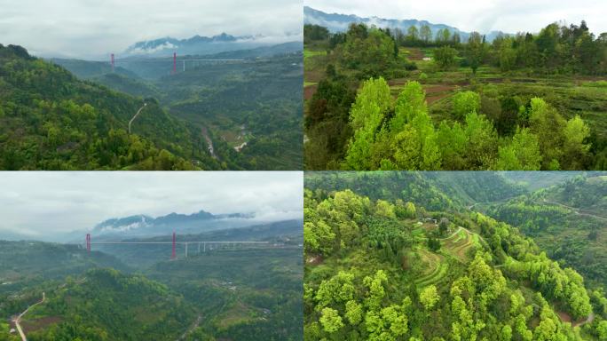 山区农舍梯田水库A