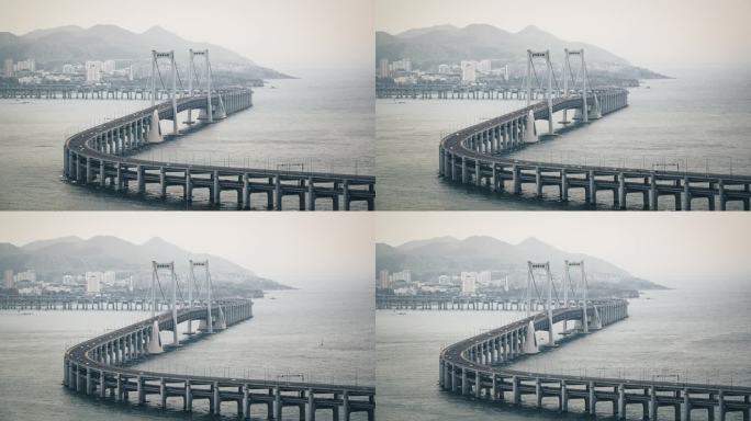 4K大连星海湾大桥跨海大桥延时摄影特写