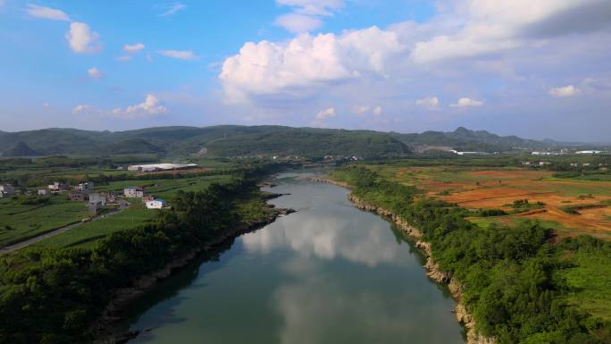 广西来宾市红水河航拍