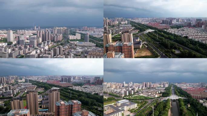 河南暴雨来临前河南许昌城市建设4K航拍