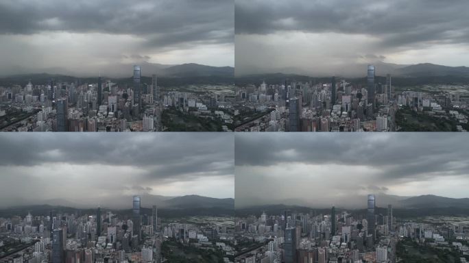 暴雨台风乌云闪电深圳台风杜苏芮天气