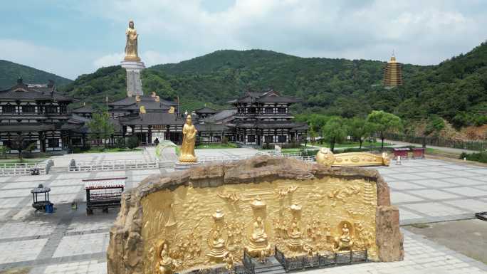 航拍苏州西山岛大如意圣境景区