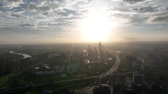 花桥兆丰路航拍城市全景