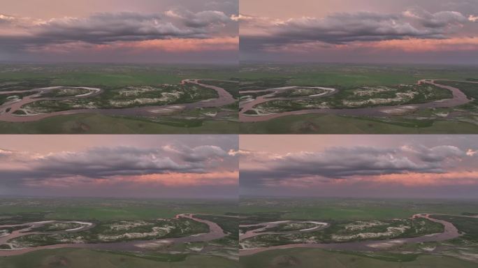 伊和乌拉草原海拉尔河晚霞