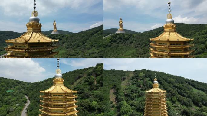 航拍苏州西山岛大如意圣境景区