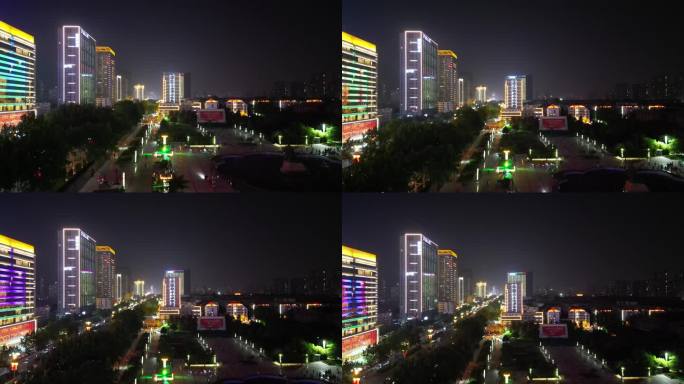 河北邯郸城市高楼建筑夜景交通航拍 (2)