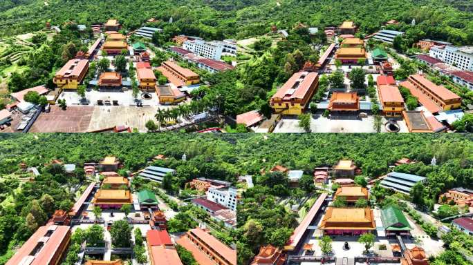 航拍广东惠州旅游地标古建筑寺庙清泉古寺