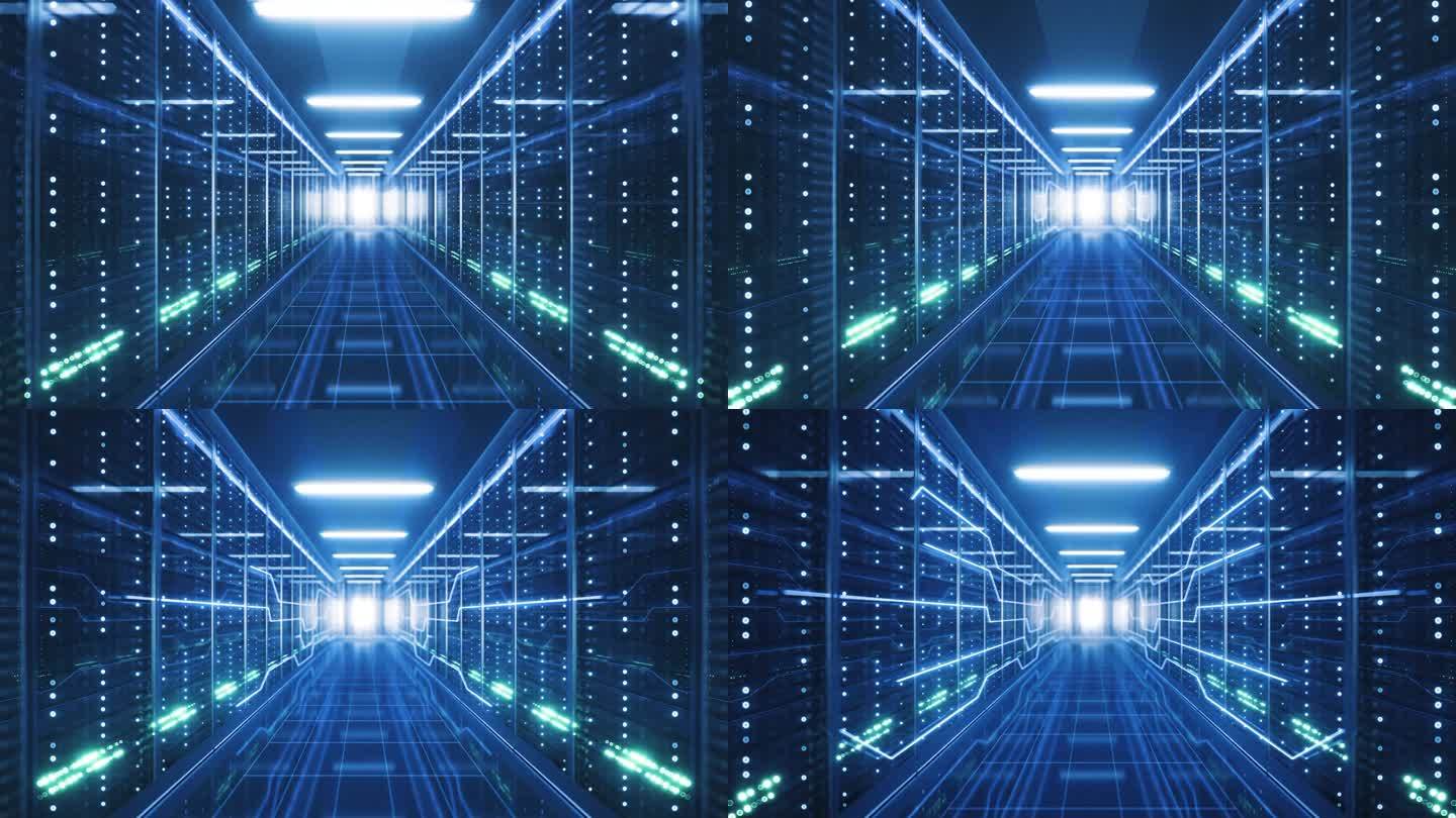 科技线条数据机房数据中心AI云存储服务器