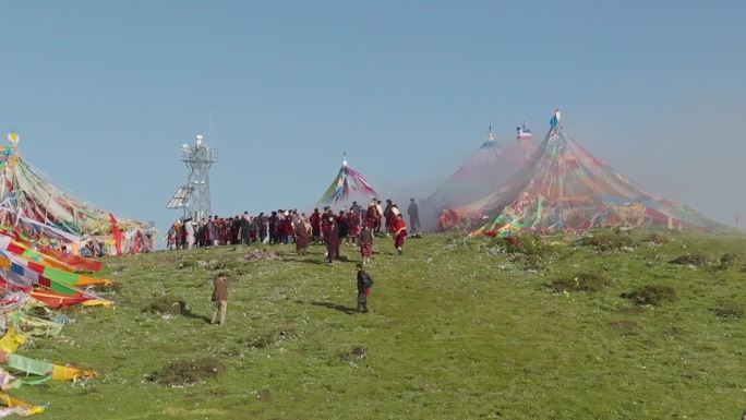 藏族插箭煨桑航拍