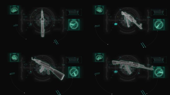 AK47自动步枪HUD科技界面展示素材