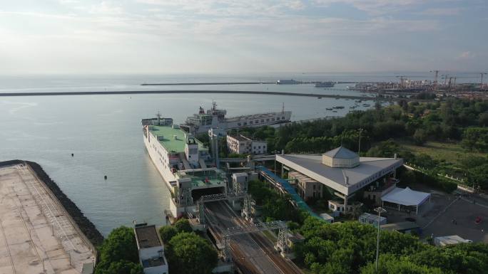 海口站和南港客运码头航拍