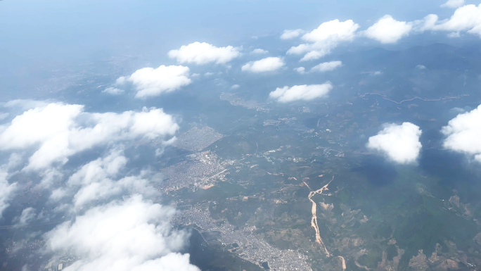 天空俯拍山川河流 高空云层