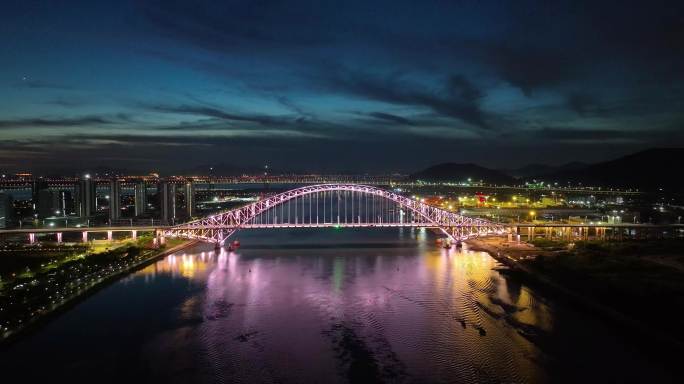 珠海横琴二桥夜景航拍