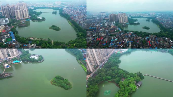 贵港郁江风光东湖公园航拍