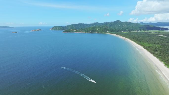 广东江门上川岛飞沙滩海岸线航拍