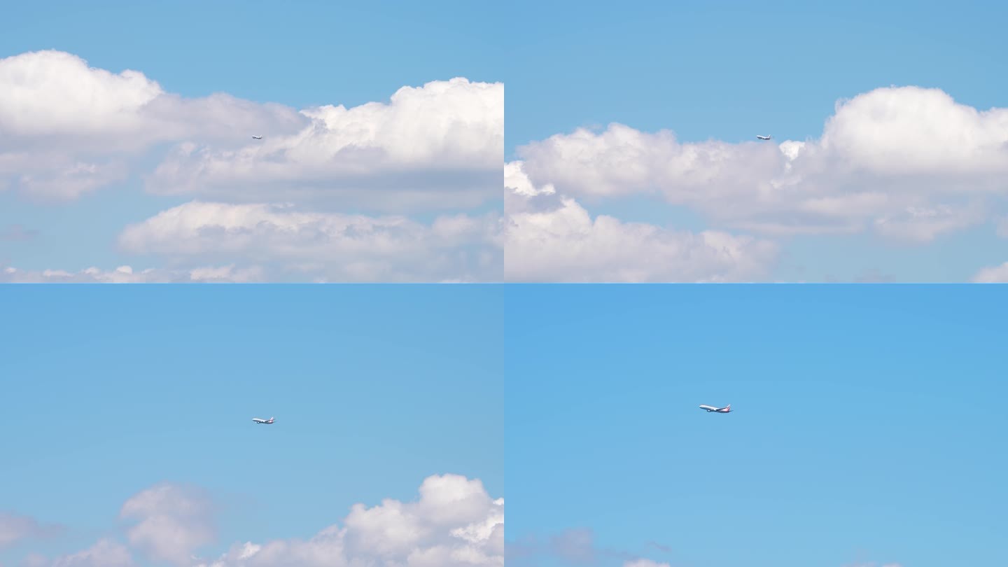 蓝天白云飞机实拍