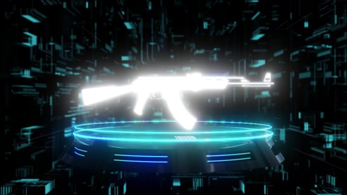 AK47自动步枪全息科技光圈展示素材
