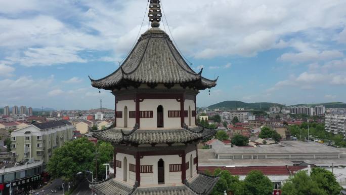 航拍广德天寿寺塔，天寿寺塔4K航拍素材