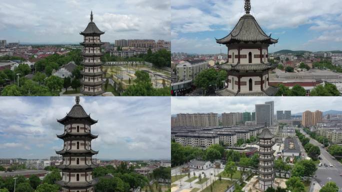 航拍广德天寿寺塔，天寿寺塔4K航拍素材