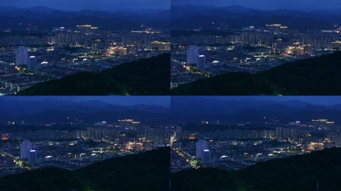 武义城区城市夜景航拍4K