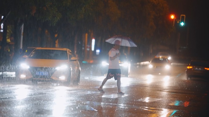 城市雨天夜景