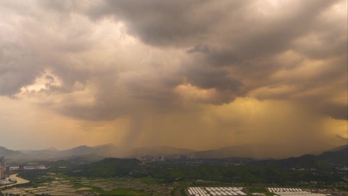 暴雨来临航拍延时