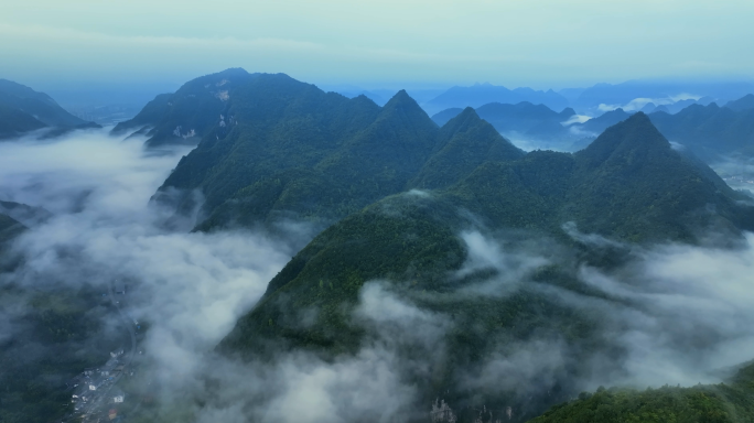 大山山区村落航拍