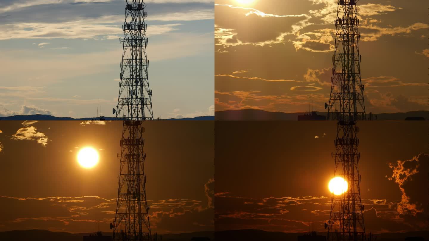夕阳下的电视转播塔