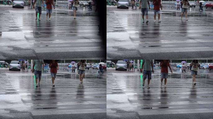 下雨 雨中行人 雨中红绿灯 红绿灯