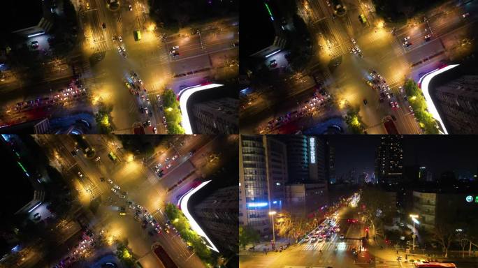 南京市玄武区中央路新模仿马路夜景车流视频