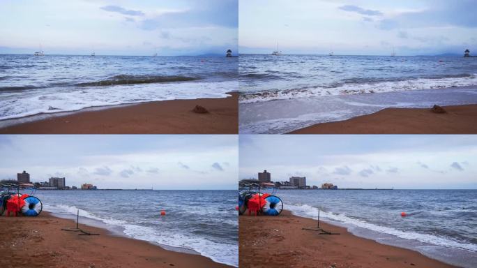 [4K]素材.兴城海滨黄昏沙滩海浪