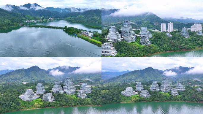 4K高清航拍黄山太平湖治愈系风景