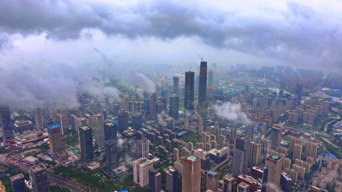 济南雨后平流雾穿云航拍