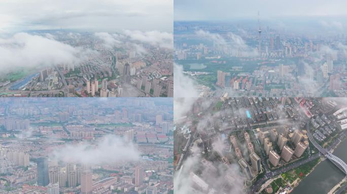 雨中天津航拍