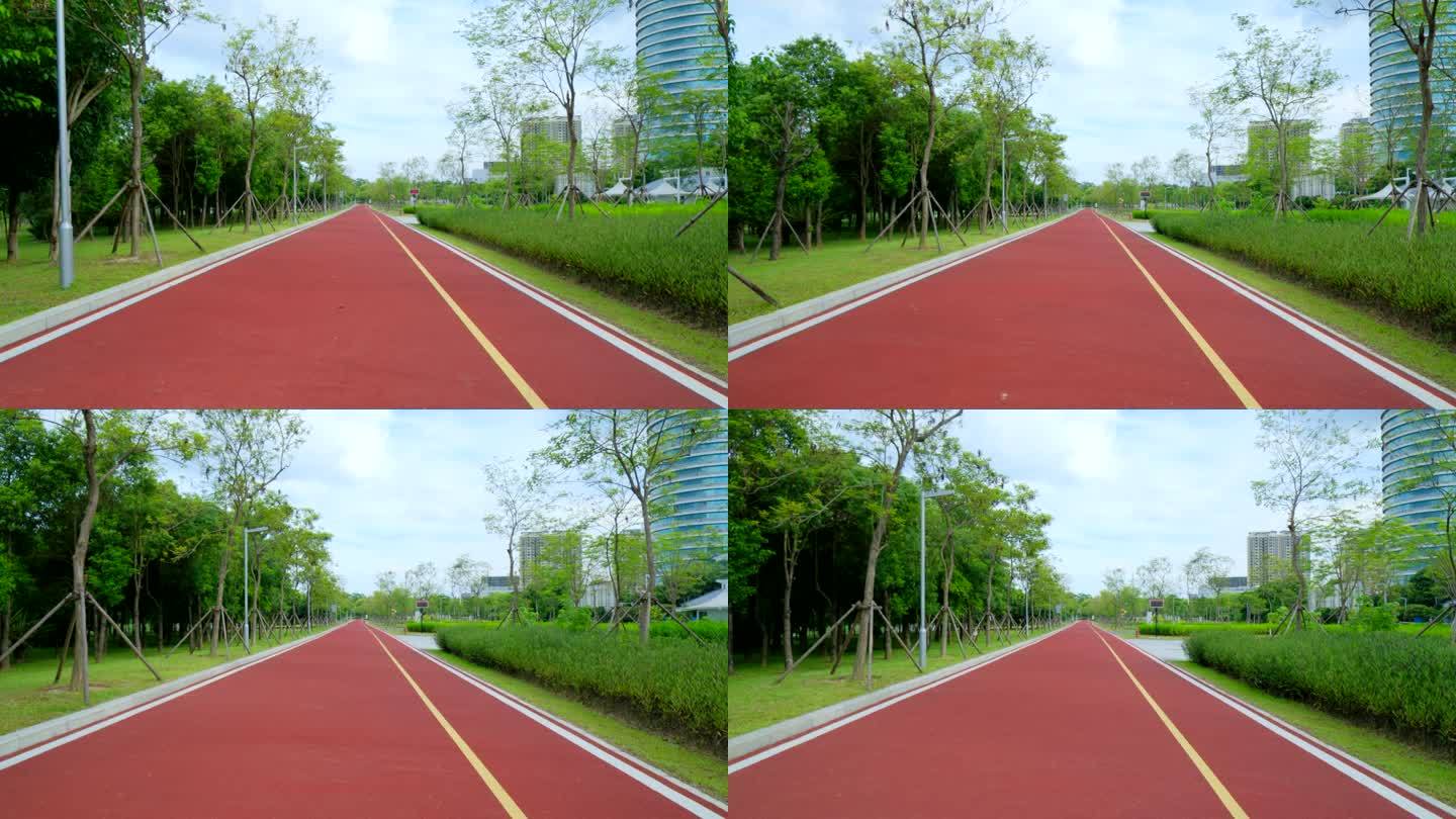 公园小路 红色跑道 骑行道 绿道