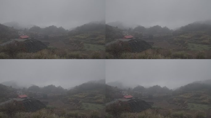 大雾中的农村