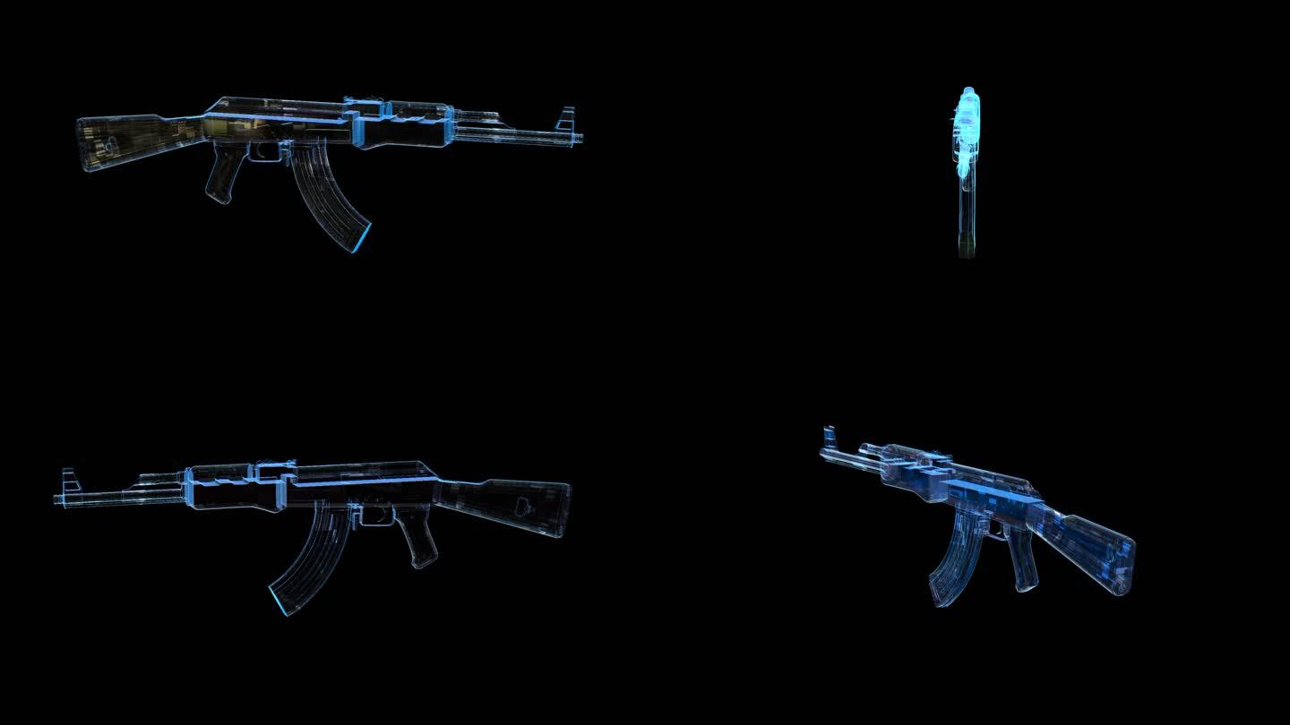 AK47自动步枪科技全息通道素材