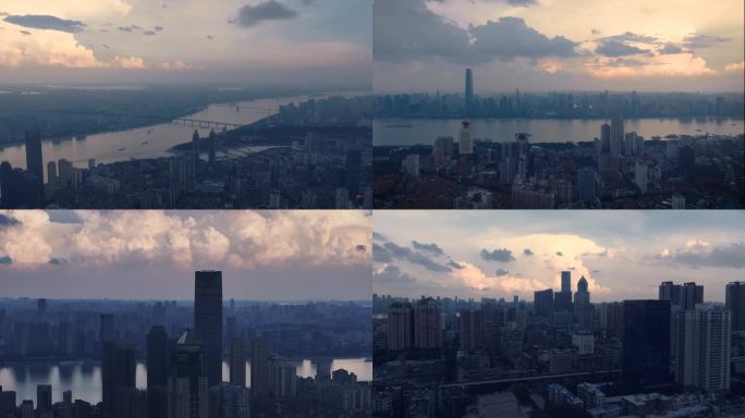 武汉城市地标日落绿地中心 积云 绝美云彩