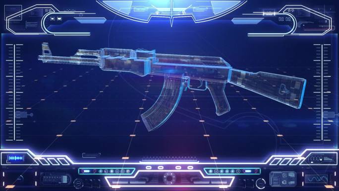 AK47自动步枪HUD科技界面展示素材