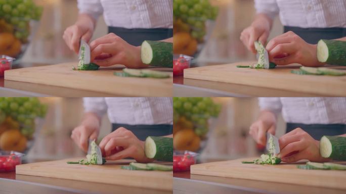 厨师切黄瓜