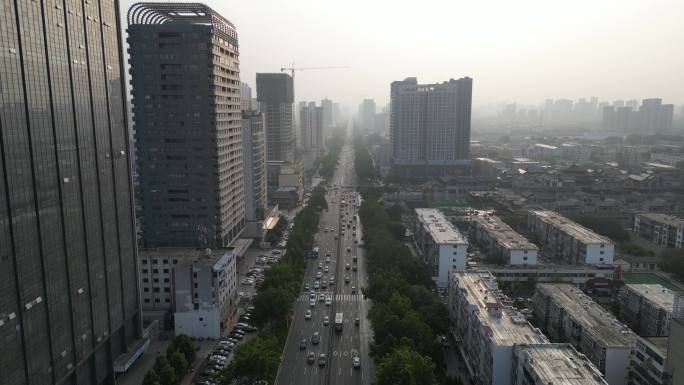 河北邯郸城市建设高楼交通航拍 (6)
