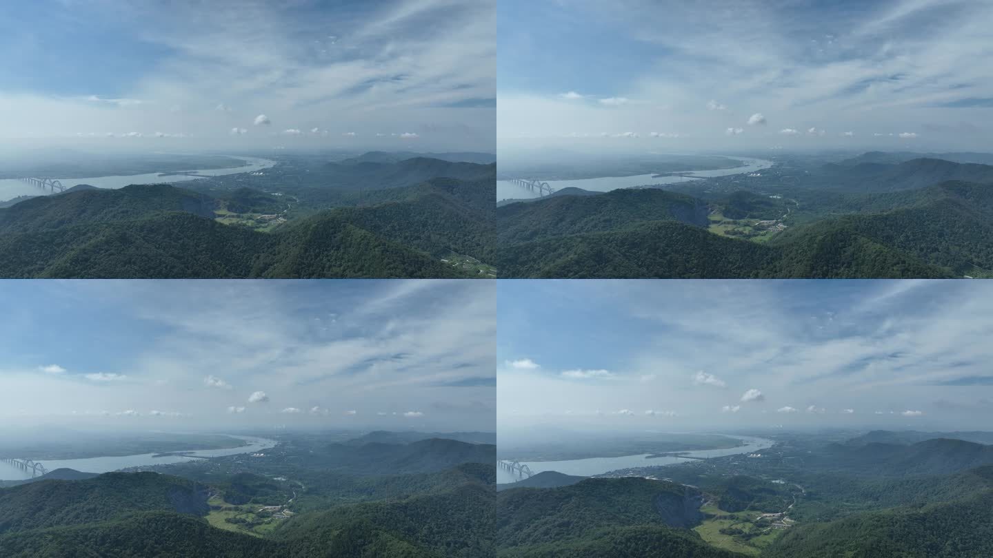 航拍襄阳山川自然风景城市风光