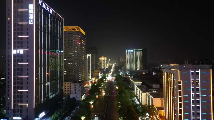 河北邯郸城市高楼建筑夜景交通航拍 (4)